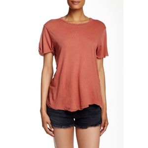 Current/Elliott Rolled Sleeve Linen Blend Crew Tee